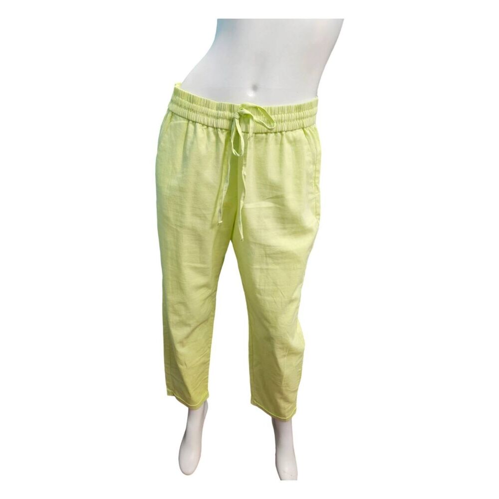J. Crew Pants SZ 10 Chartreuse Linen Blend Pants